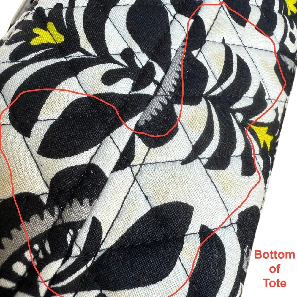 Vera‎ Bradley Tote and Wristlet Set Women Large Black White Floral Nightingale